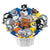 Cat-themed decorated cookie bouquet in a white container with colorful tissue paper.