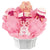 Pink baby girl themed cookie bouquet with decorated cookies in a white basket, perfect for newborn gifts