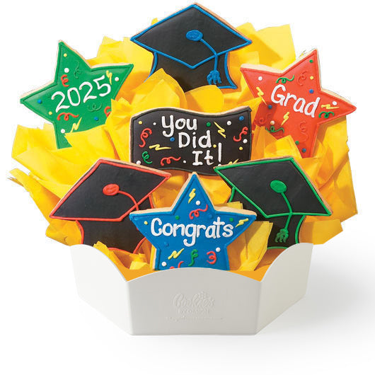 Graduation-themed bouquet with decorative stars