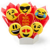 Bouquet of emoji-themed cookies with a heart-shaped cookie reading 'Best Mom Ever'
