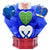 Heart-shaped military-themed decorated cookies arranged in a red basket with a thank you message.