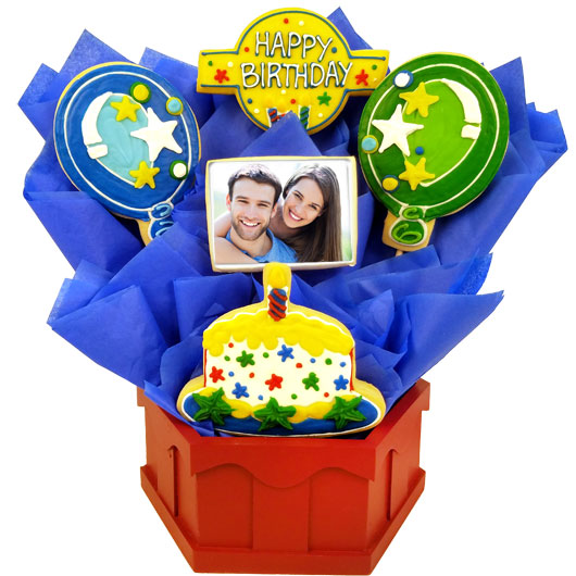 Photo Cookies - Confetti and Candles Primary - CookiesByDesignProd