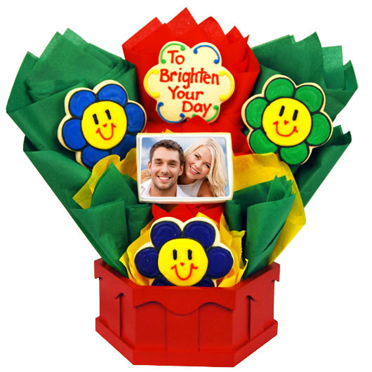 Photo Cookies - Smiling Face Daisies - CookiesByDesignProd