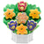 Mother's Day cookie bouquet with colorful flower-shaped decorated cookies in a white basket