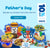 Father's Day gift set with cookies and treats on a blue background, featuring a discount offer.