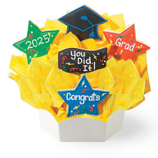 Graduation-themed bouquet with decorative stars