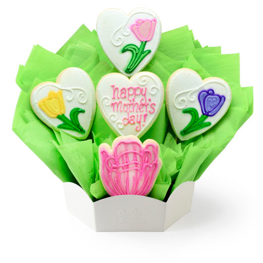 Mother's Day cookie bouquet featuring tulip
