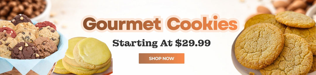  gourmet cookies with text 'Gourmet Cookies Starting At $29.99'