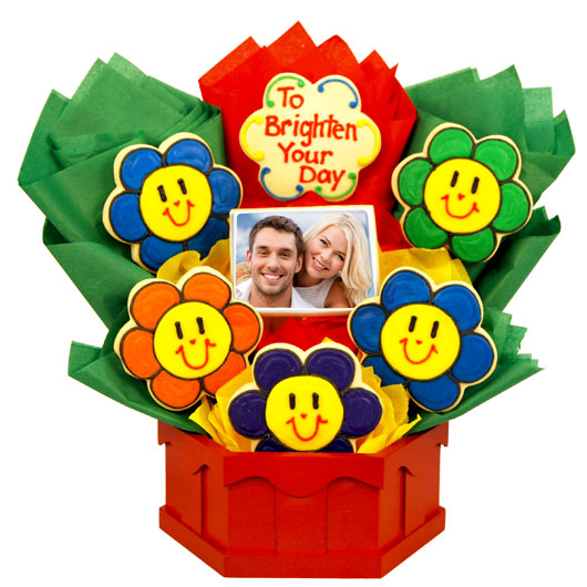 Photo Cookies - Smiling Face Daisies - CookiesByDesignProd