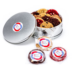 Custom Logo Tin – 1 Dozen Gourmet Cookies  - 