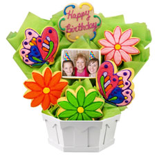 Photo Cookies - Butterfly and Daisy Birthday - 