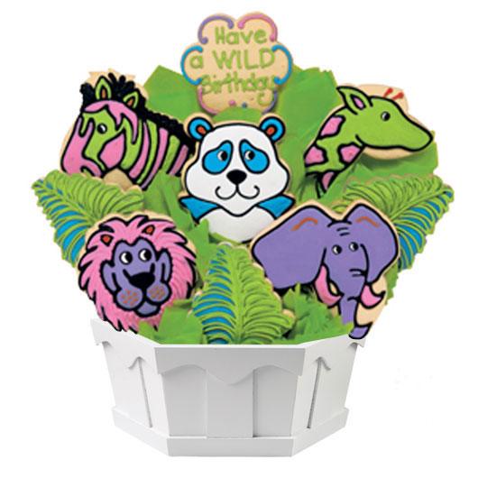 A211 - Wild Zoo Birthday Cookie Bouquet