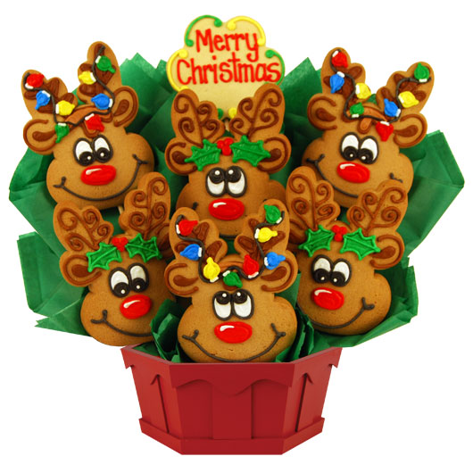 A277 - Christmas Reindeer Roundup Cookie Bouquet