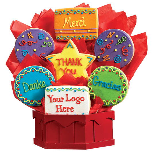 A423 - Many Thanks with Custom Logo Cookie Bouquet