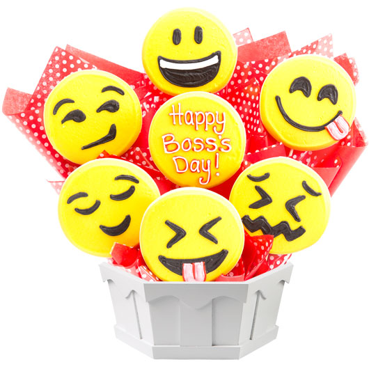 A447 - Sweet Emojis Boss Day Cookie Bouquet
