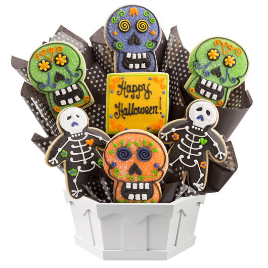 A448 - Skulls and Skeletons Cookie Bouquet