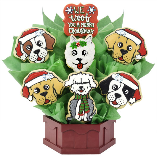 A496 - Christmas Puppies Cookie Bouquet