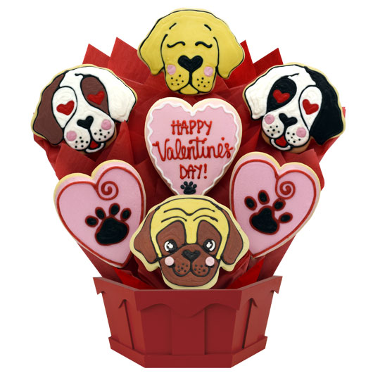 A507 - Valentine Puppies Cookie Bouquet