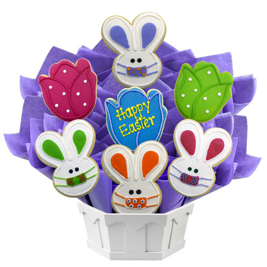Easter Patchwork Bunny Masks Cookie Bouquet