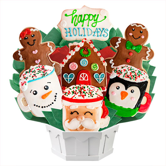 A554 - Happy Holiday Mugs Cookie Bouquet