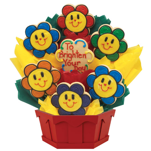 Gluten Free Smiling Face Daisies Cookie Bouquet