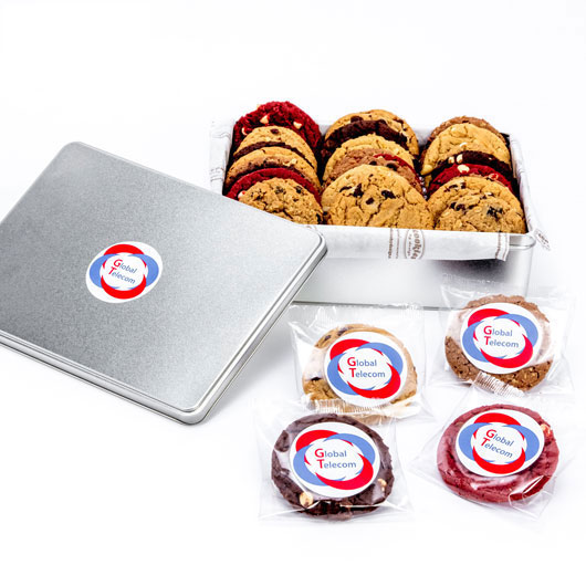 LTGM24 - Custom Logo Tin – 2 Dozen Gourmet Cookies Gourmet Cookies