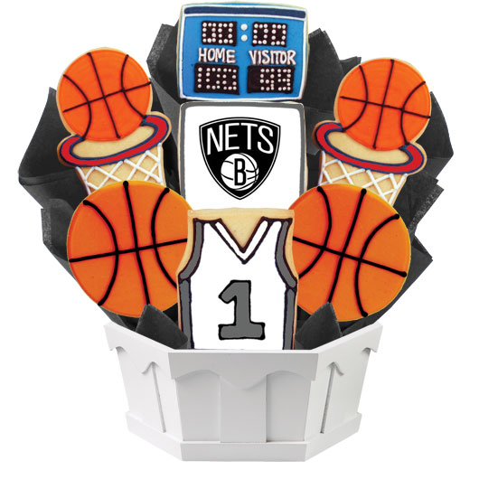 NBA1-BKN - Pro Basketball Bouquet - Brooklyn Cookie Bouquet