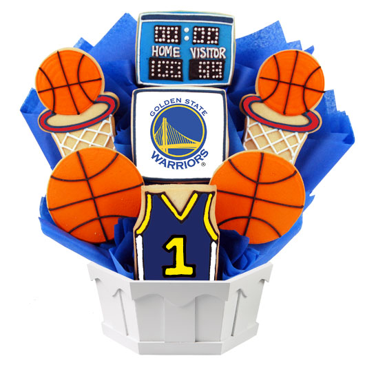 NBA1-GSW - Pro Basketball Bouquet - Golden State Cookie Bouquet