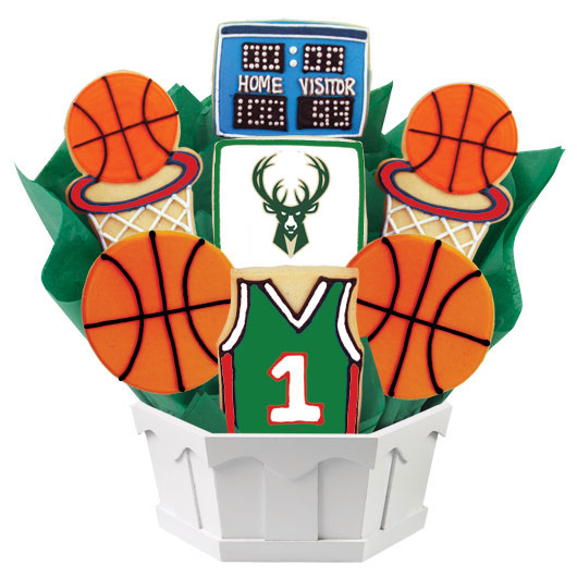 NBA1-MIL - Pro Basketball Bouquet - Milwaukee Cookie Bouquet