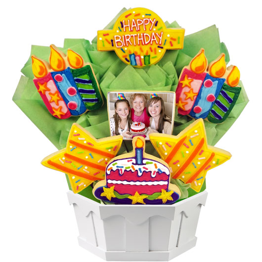 PH148 - Photo Cookies - Confetti and Candles Bright Cookie Bouquet