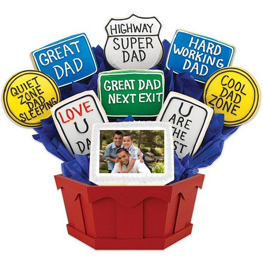 PH193 - Photo Cookies – Dad Appreciation Highway Cookie Bouquet