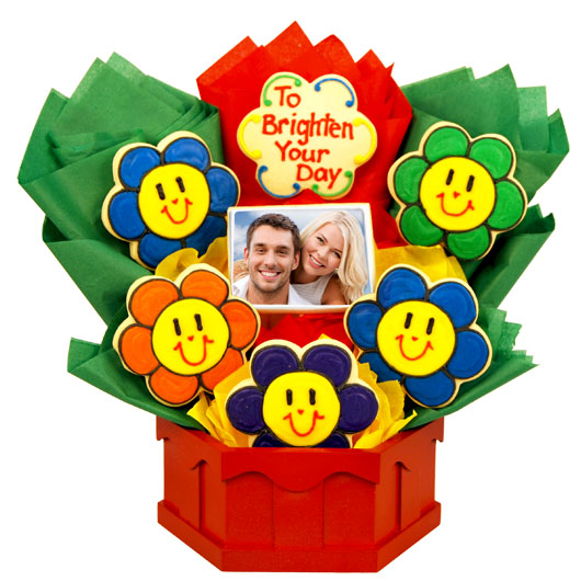 PH5 - Photo Cookies - Smiling Face Daisies Cookie Bouquet