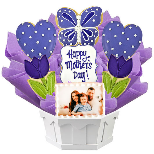 PH544 - Photo Cookies - Lovely Lavender For Mom Cookie Bouquet