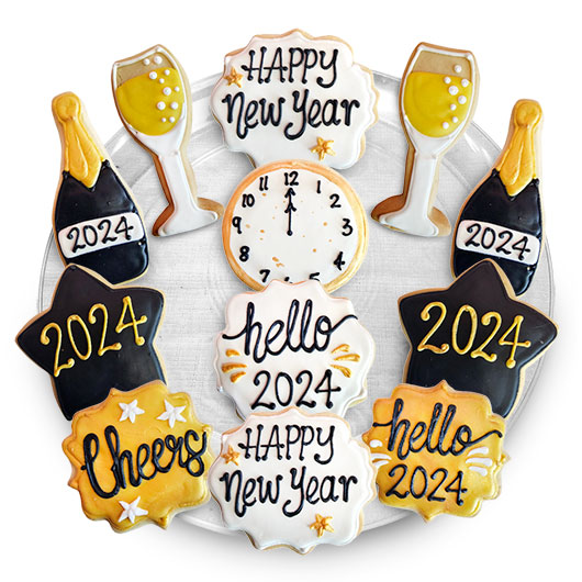 TRY45 - New Years Eve Cookie Favor Tray Cookie Tray