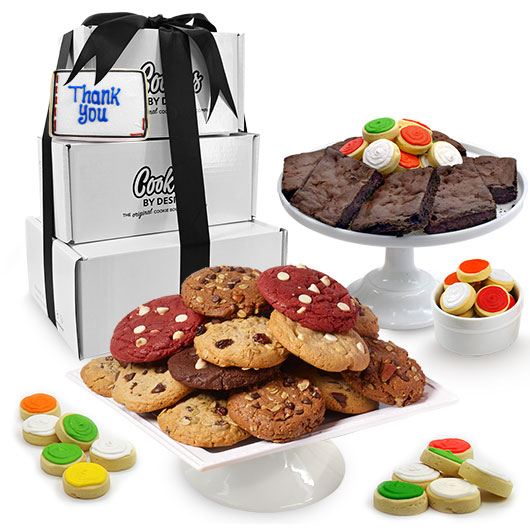 TWRTAG1 - Gift Box Tower with Message Tag Gourmet Cookies