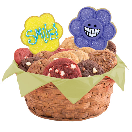 Wacky Face Daisies Cookie Basket