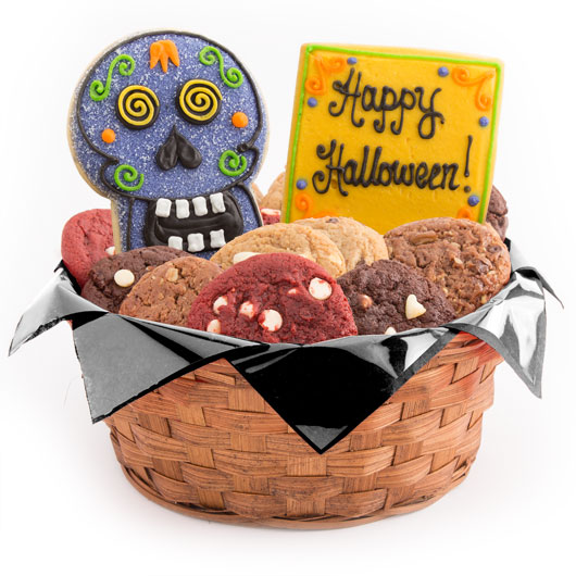 W448 - Skulls and Skeletons Basket Cookie Basket