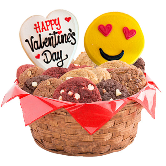 W454 - Sweet Emoji “Valentine’s Day” Basket Cookie Basket