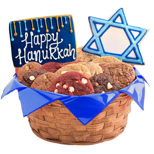 W552 - Happy Hanukkah Basket Cookie Basket