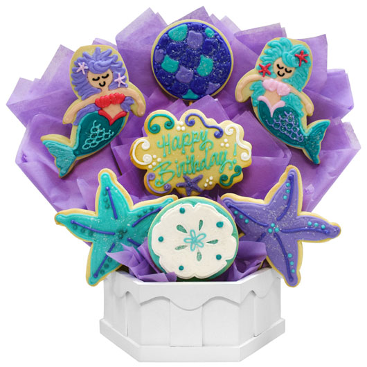 A482 - Majestic Mermaids Birthday Cookie Bouquet