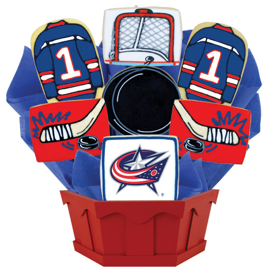 NHL1-CBJ - Hockey Bouquet - Columbus Blue Cookie Bouquet