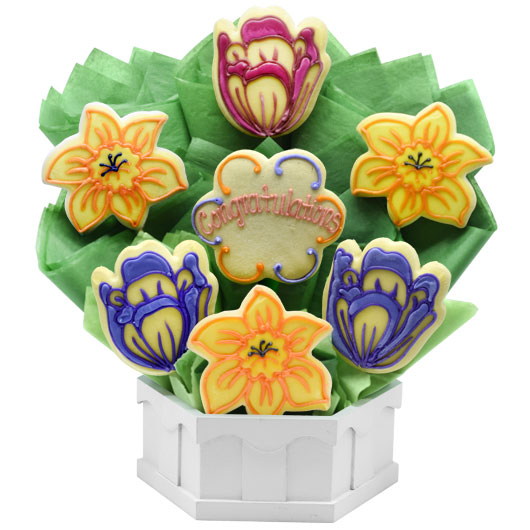 A258 - Congratulations Spring Blossoms Cookie Bouquet