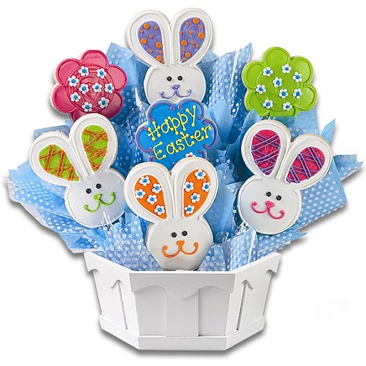 A308 - Easter Patchwork Bunnies Cookie Bouquet