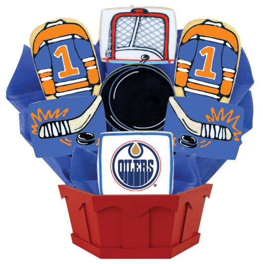 NHL1-EDM - Hockey Bouquet - Edmonton Cookie Bouquet