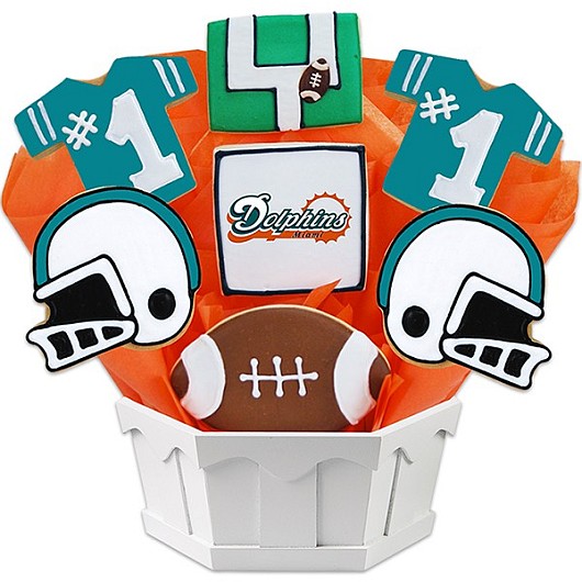 NFL1-MIA - Football Bouquet - Miami Cookie Bouquet