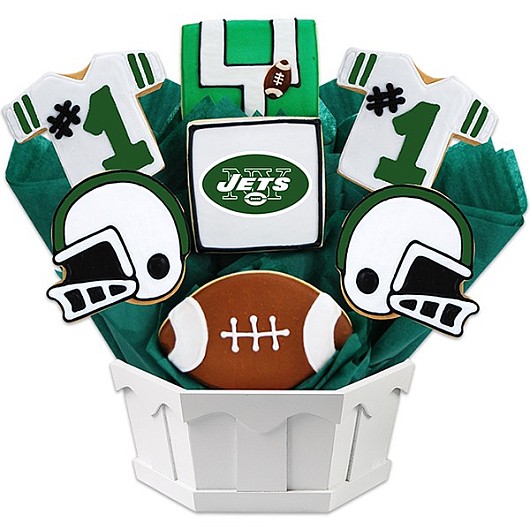 NFL1-NYJ - Football Bouquet - New York (Green) Cookie Bouquet