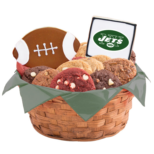 WNFL1-NYJ - Football Basket - New York (Green) Cookie Basket