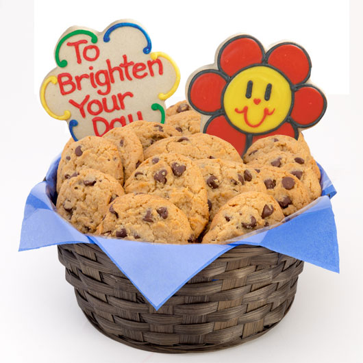Gluten Free Smiling Face Daisies Cookie Basket