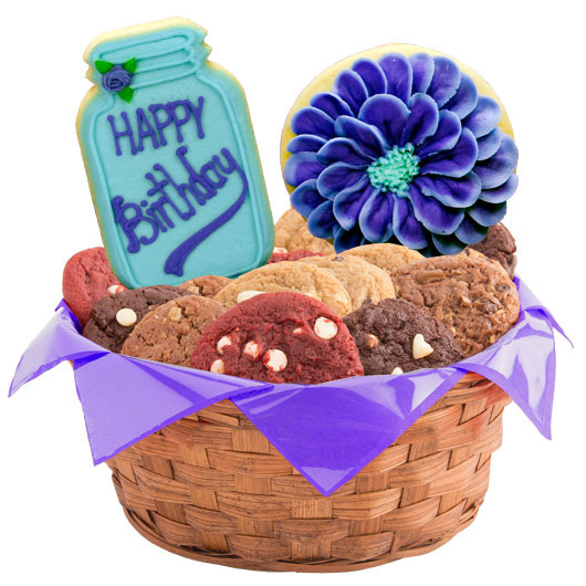 Happy Birthday Flowers Cookie Basket