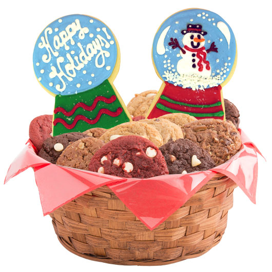 W487 - Christmas Snow Globes Basket Cookie Basket